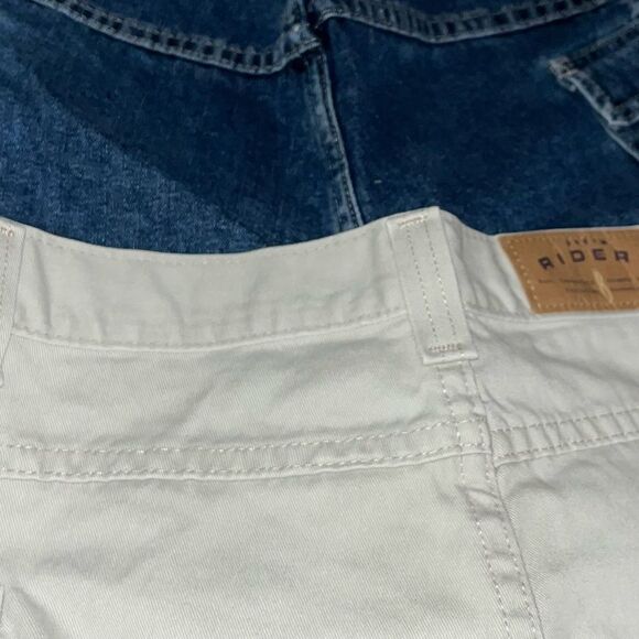 VTG Denim Riders Girls 16 Lot of 2 High Rise Cargo Shorts Tan Blue Cotton USA - Picture 8 of 8